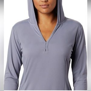 Columbia Athletic Chill River Tunic Top Hoodie Lightweight Light Gray Size S/P